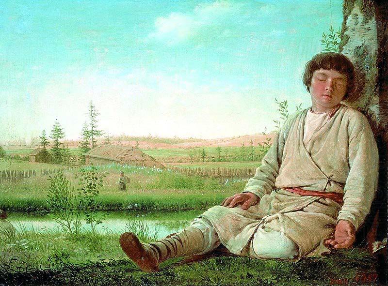 Dreaming little shepherd, Alexey Gavrilovich Venetsianov